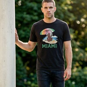NWT RTGB Unisex Black Short Sleeve Teddy Miami Tee Shirt - Size 2XL